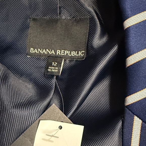 Banana Republic Navy and White Striped Double-Breasted Blazer - Picture 8 of 9
